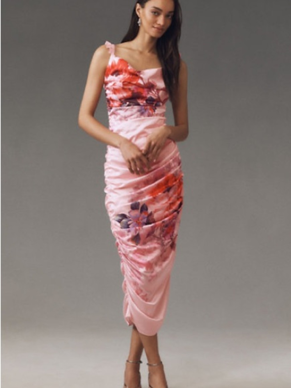 BHLDN Anthropologie Floral Ruched Midi Dress